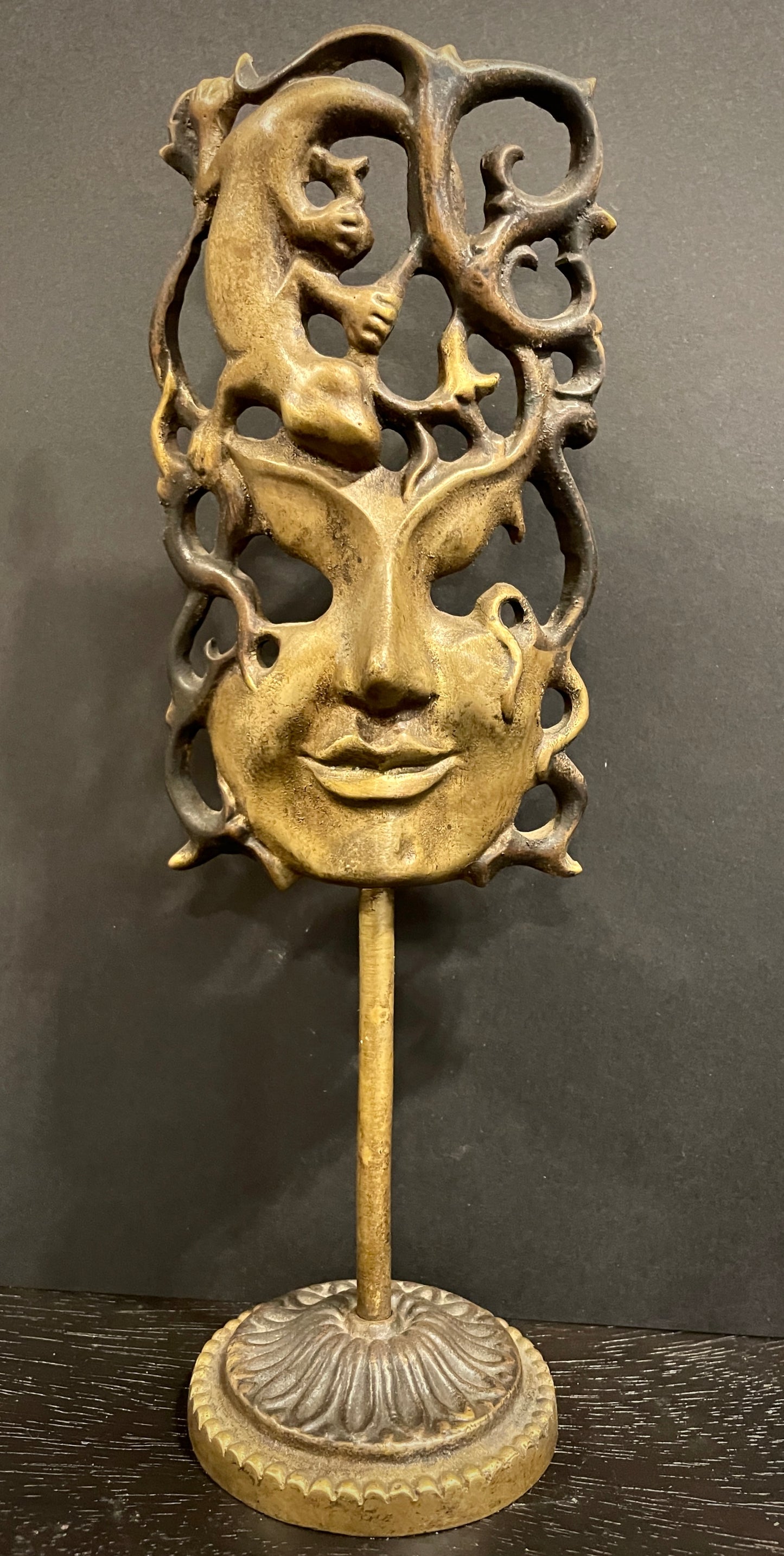 Masker met Gekko - Brons 25,5 cm