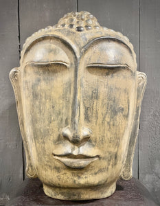 Abstract Terracotta Boeddha Hoofd 33cm