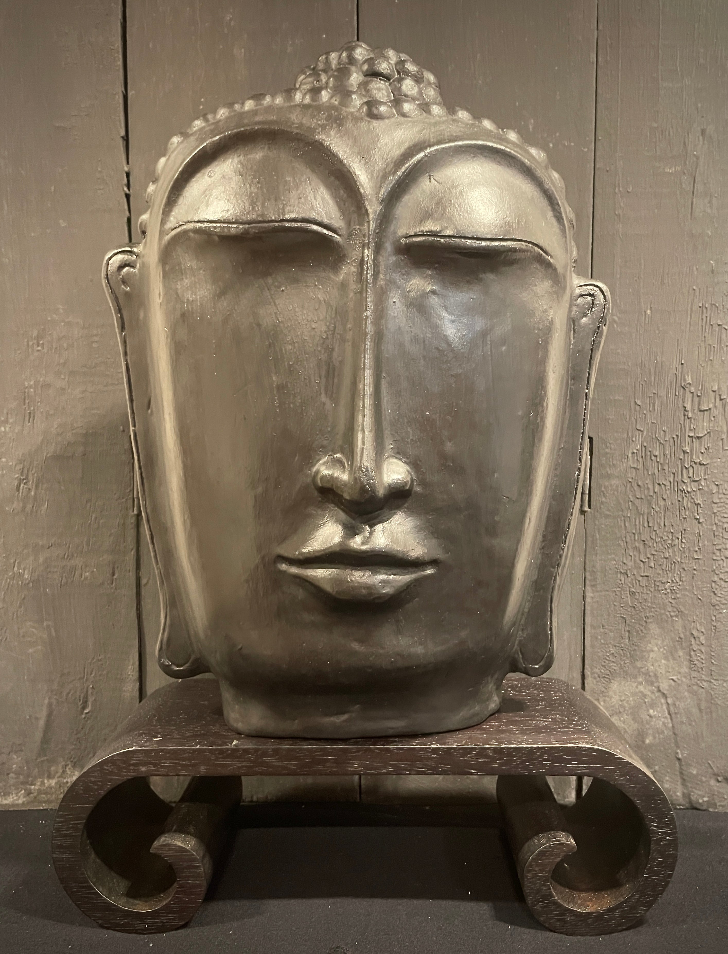 Abstract Terracotta Boeddha Hoofd 33cm