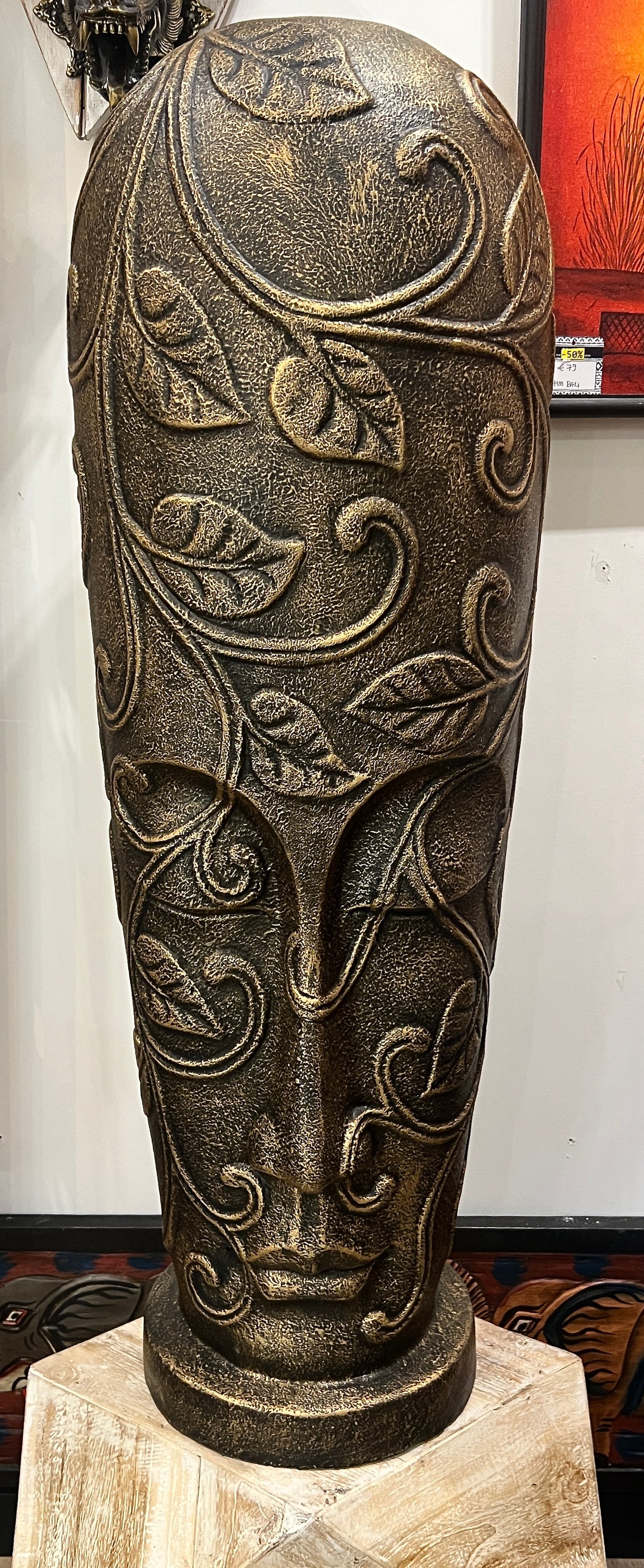 Vase Easter Island Head (Leaf) 100cm