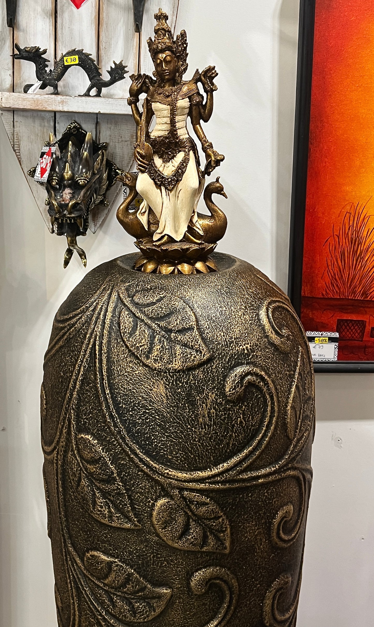 Vase Easter Island Head (Leaf) 100cm