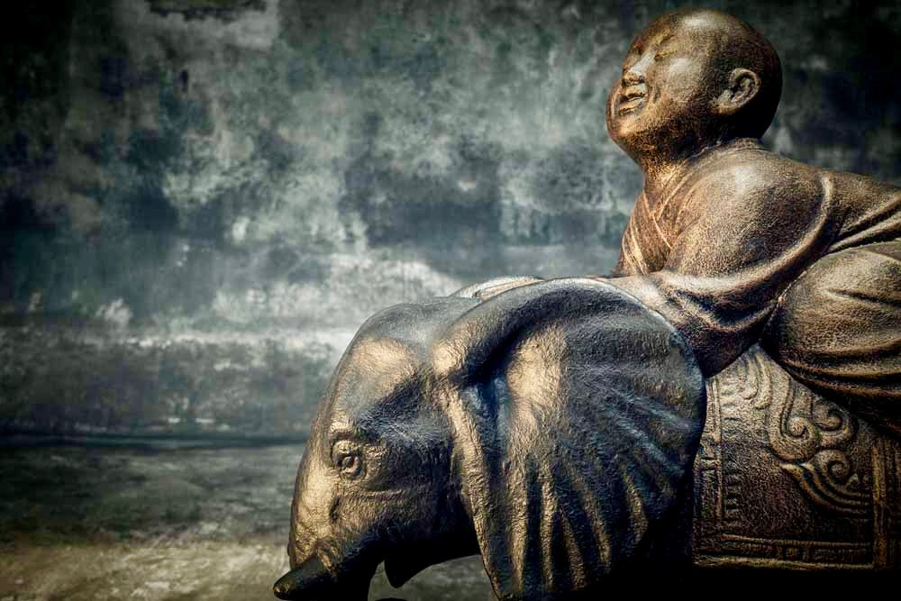 Shaolin Buddha met Olifant 60cm